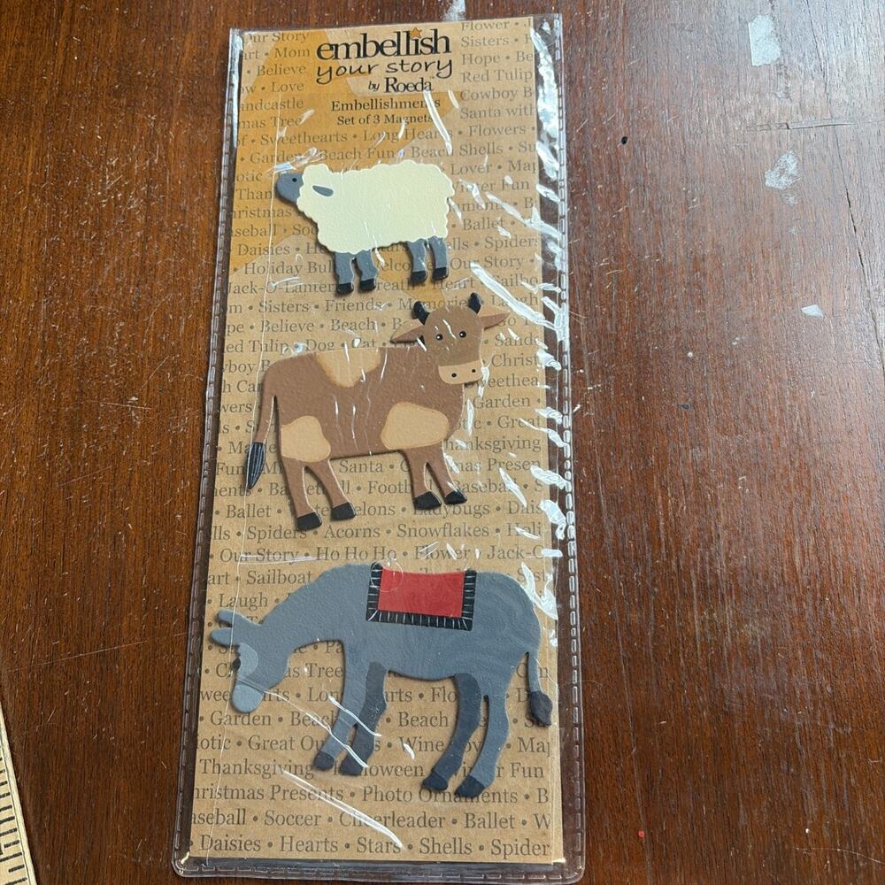 Embellish Your Story Roeda 3 Magnet Set #100749 Donkey Cow Sheep Farm Nativity